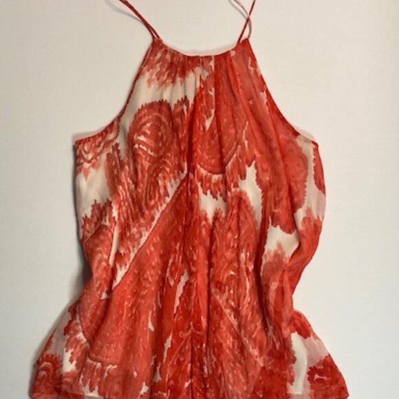 Milly Red/Orange Flowy Silk Top - Picture 5 of 7